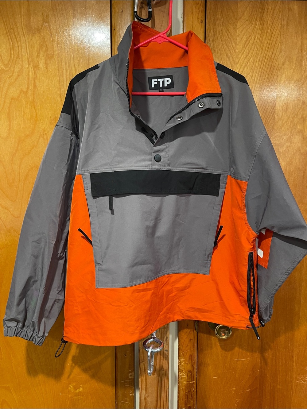FTP Gray, Orange and Black Colorblocked Pullover Jacket